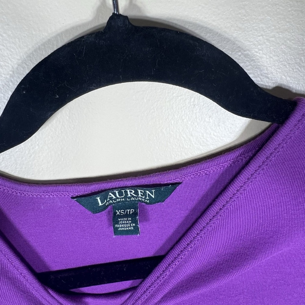 Lauren Ralph Lauren Womens XS Purple Long Sleeve Stretch Knit Top Solid - Picture 3 of 8